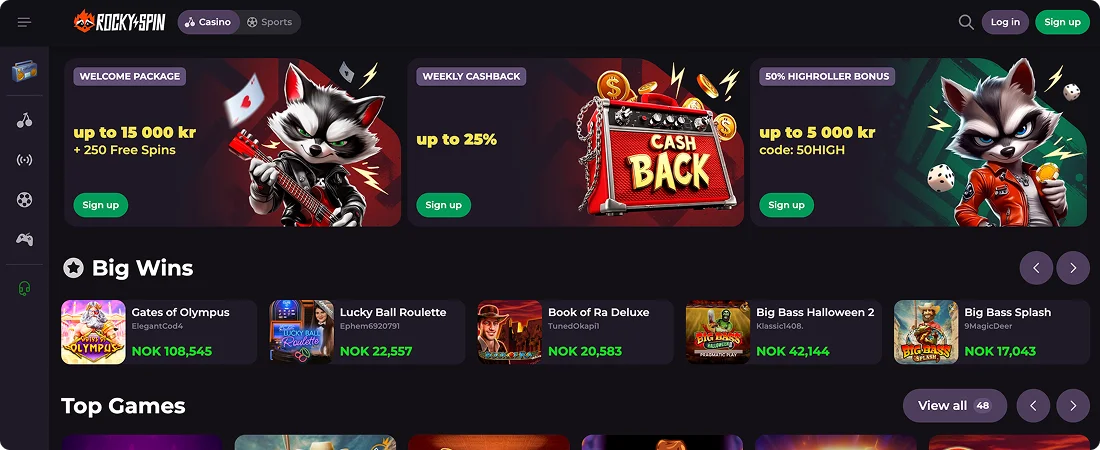 RockySpin Casino — najlepsza sekcja gier na żywo w rankingu